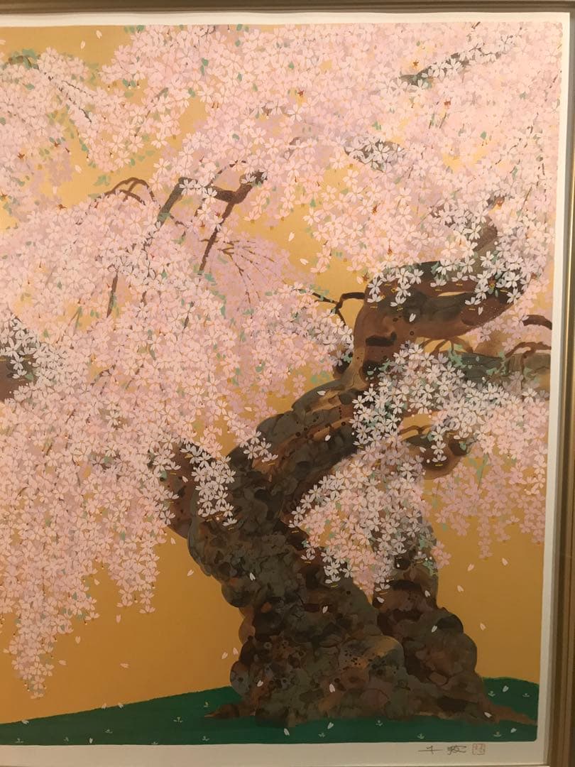 しらすさま専用　中島千波「春輝神田の大糸桜」シルクスクリーン　直筆サイン・落款有