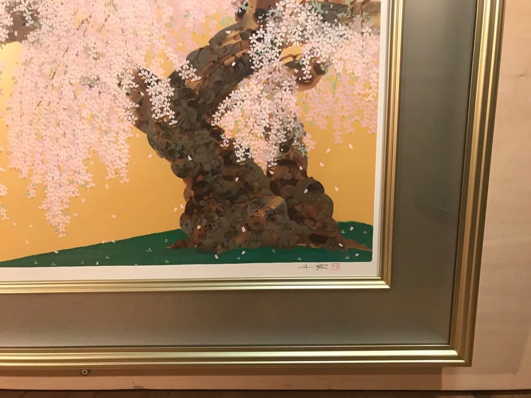 しらすさま専用　中島千波「春輝神田の大糸桜」シルクスクリーン　直筆サイン・落款有