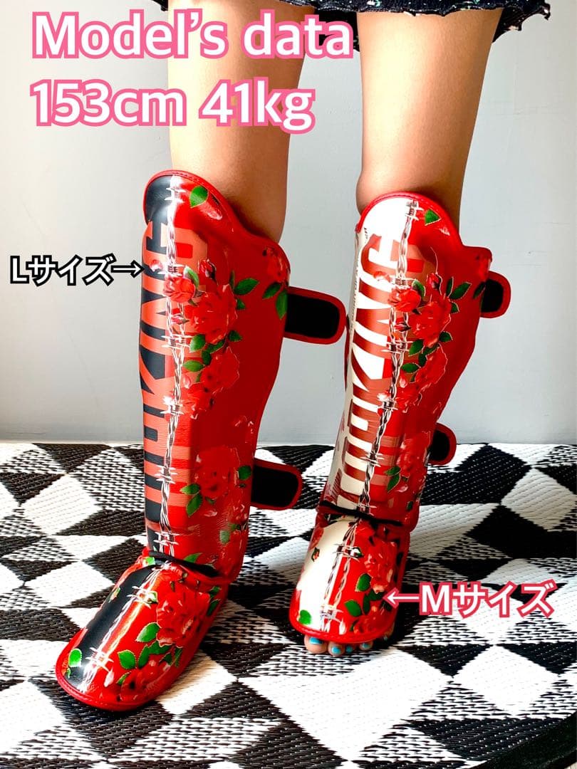 新品 Lサイズ 薔薇 黒×赤 レガース トップキング TOP KING 本革
