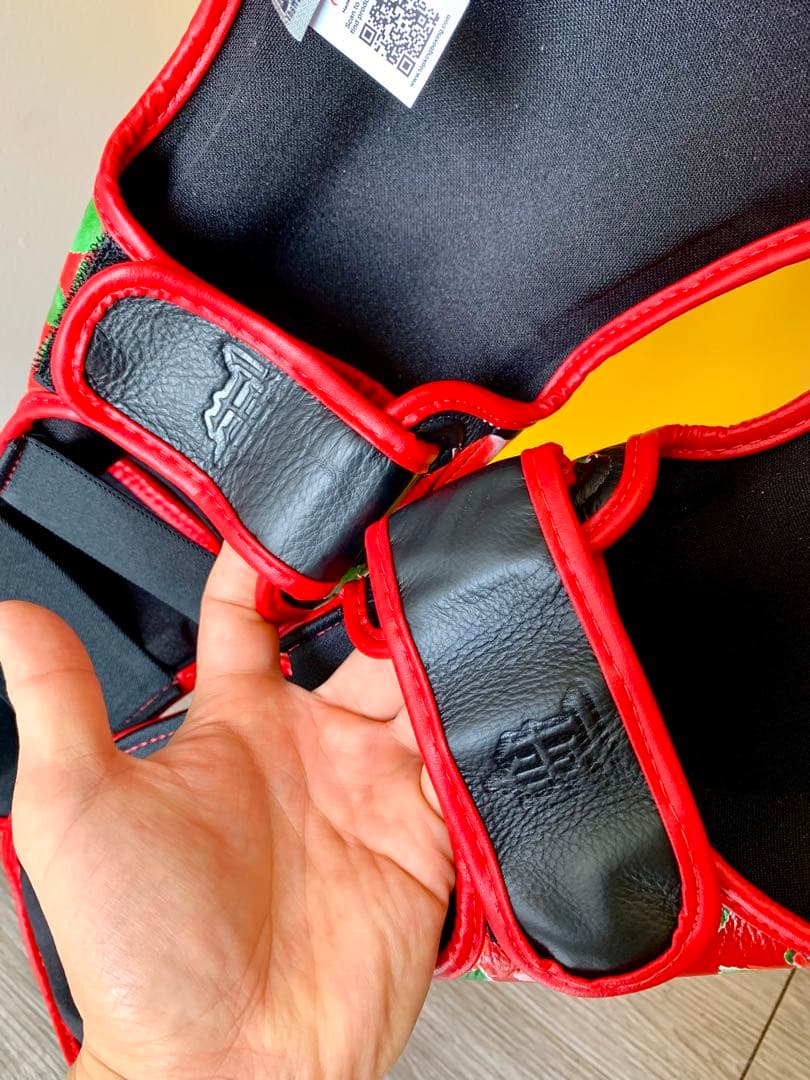 新品 Lサイズ 薔薇 黒×赤 レガース トップキング TOP KING 本革
