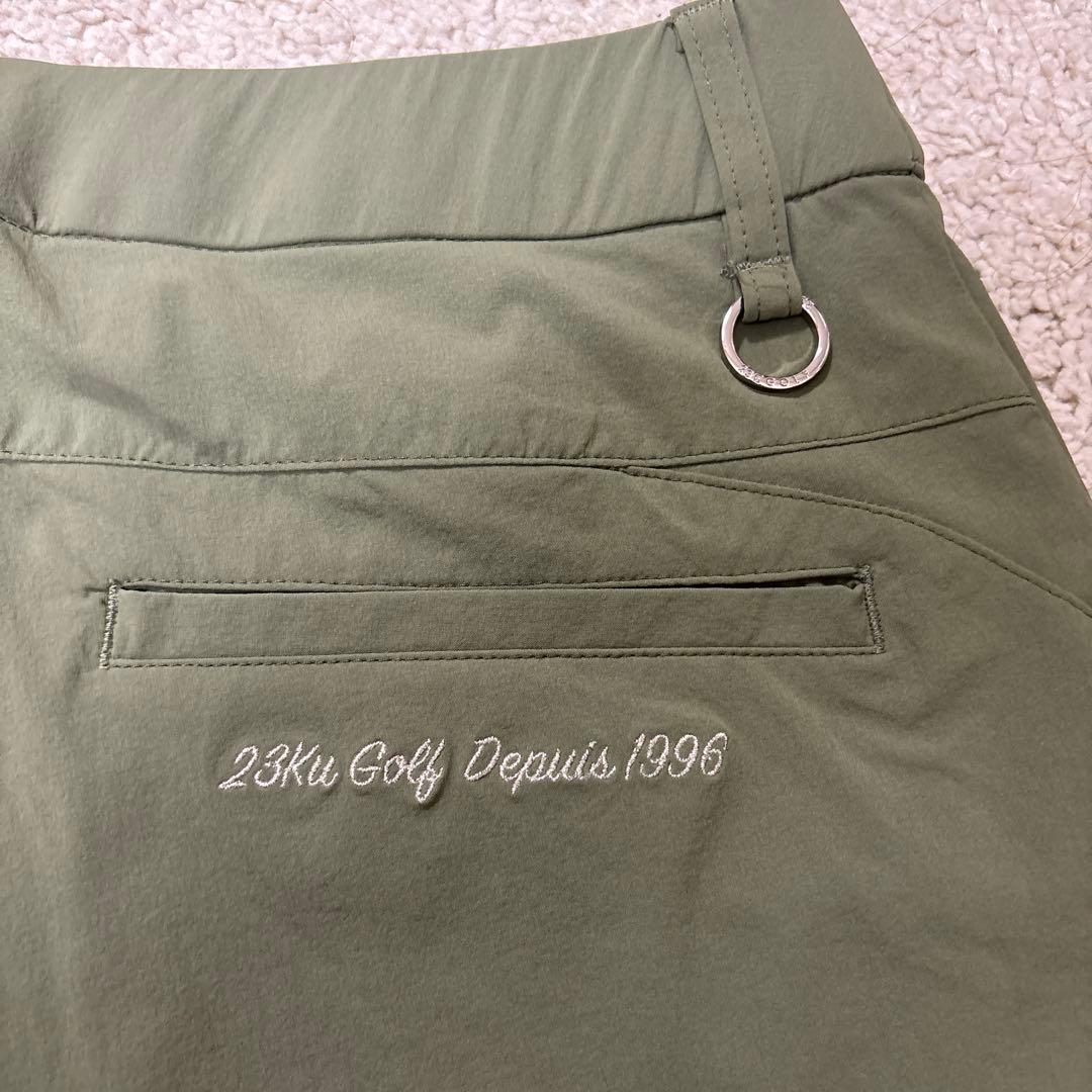 【美品】23GOLF レディースパンツ オリーブ　カーキW67 春夏