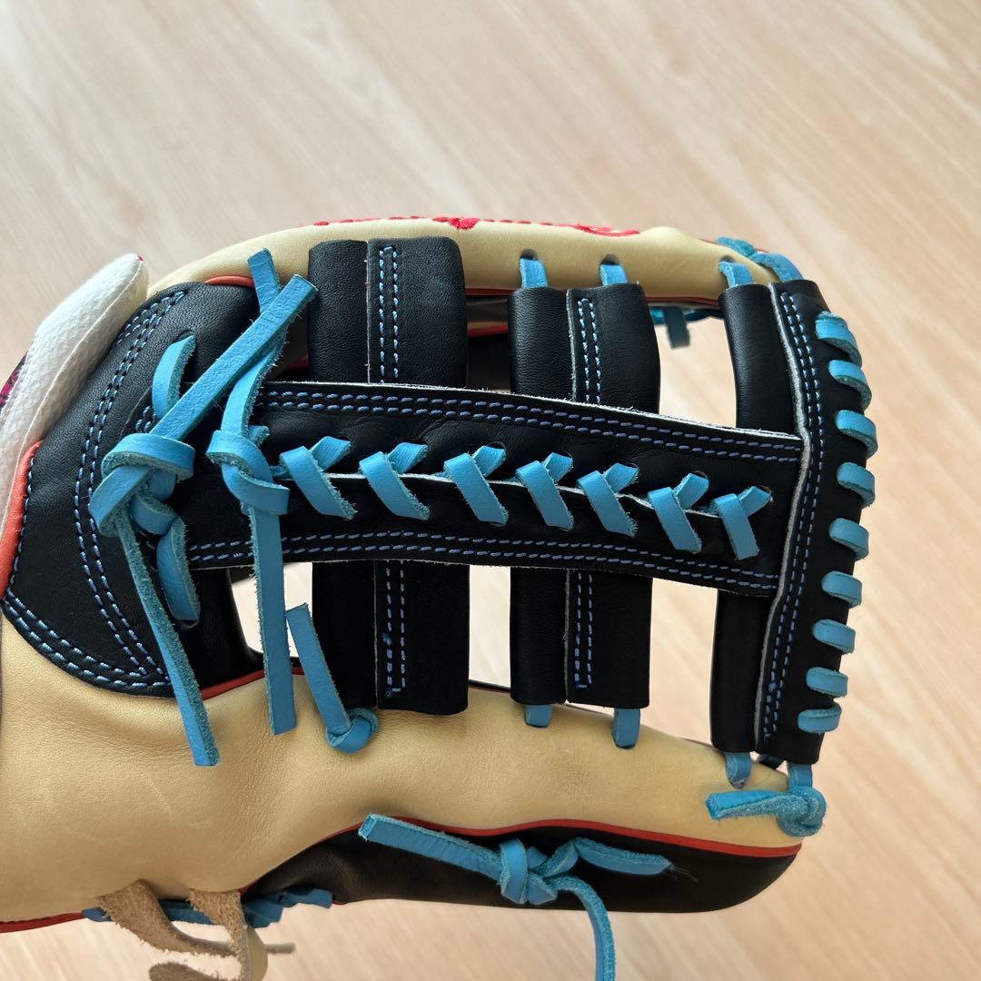 Rawlings 軟式用グローブ 黒/ベージュ/青