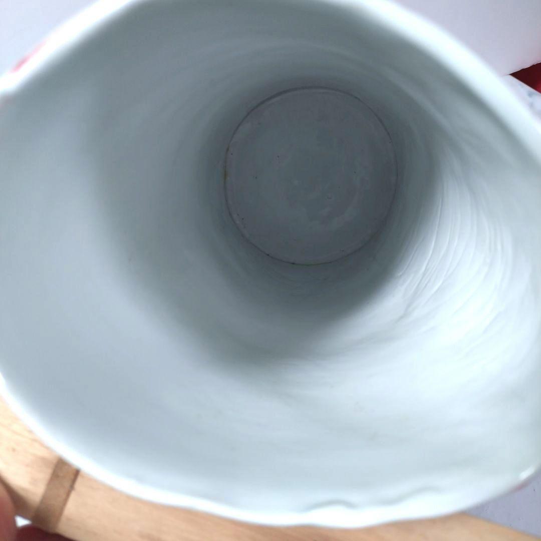 赤い陶器製花瓶　花立て　フラワーベース　骨董品
