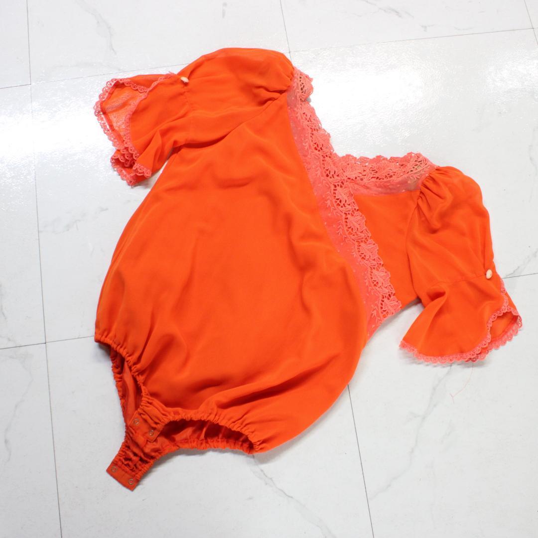 【美品 日本製社交ダンス衣装】上下セット BrightProceed オレンジ