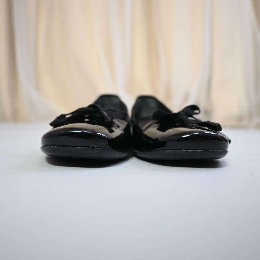708★ PRADA エナメル バレエ リボン フラットシューズ 37