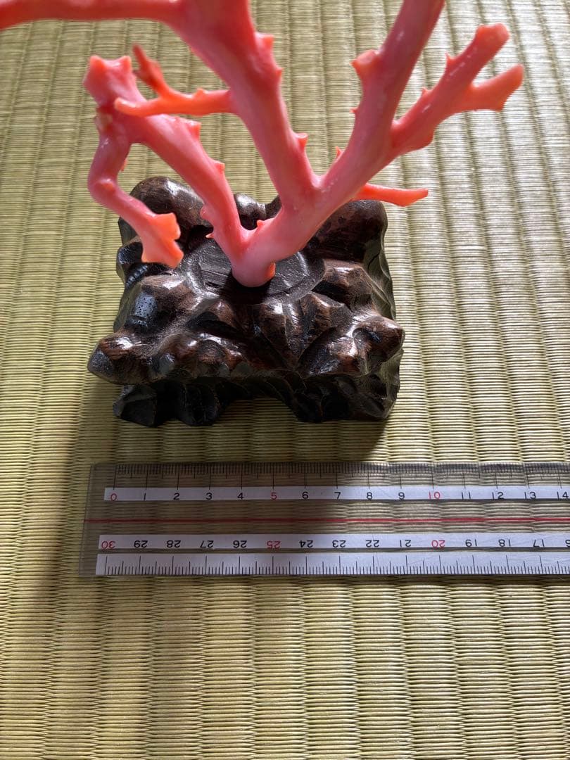 直接引き渡しのみ　高知県産　ピンク珊瑚　置物　台座付き