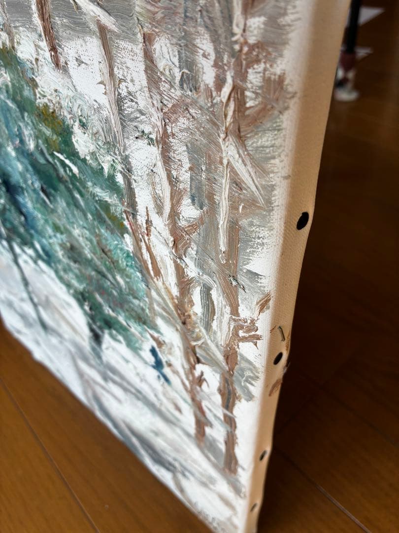 图1（两棵树）： 【原画】東京の初雪「生命の静寂」油彩画 30×40cm 一点物