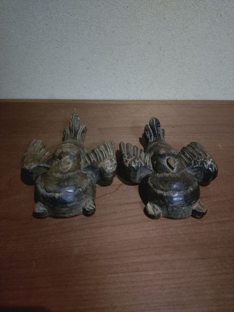 李朝後期 木彫 鳩 デコイ一対 木雁 奠雁 水鳥
