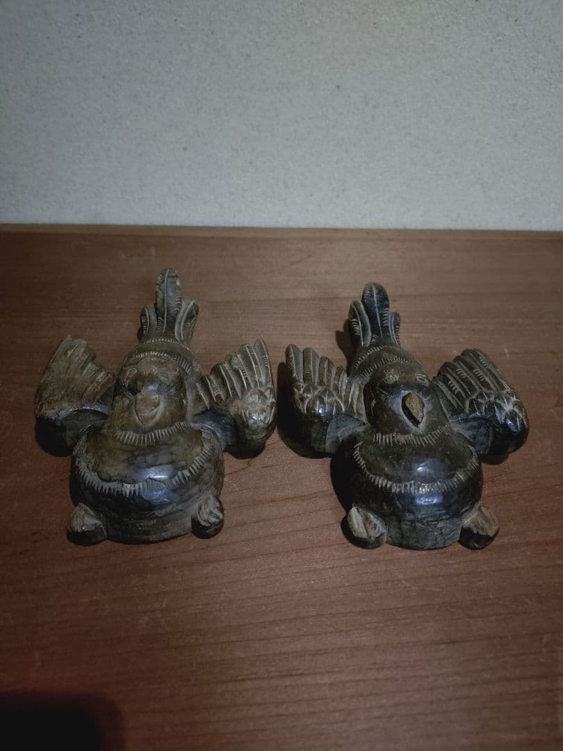 李朝後期 木彫 鳩 デコイ一対 木雁 奠雁 水鳥