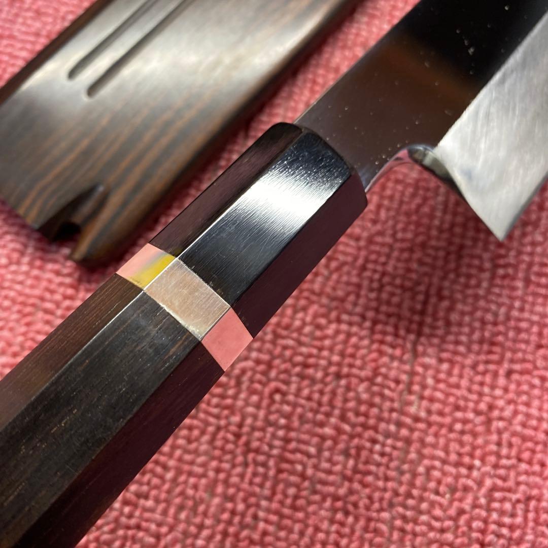 銀三　本焼き　切付包丁　270㎜ 9寸　黒檀鞘付き