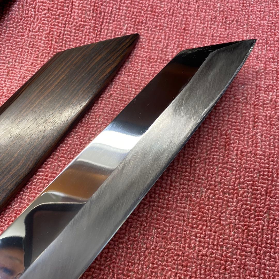 銀三　本焼き　切付包丁　270㎜ 9寸　黒檀鞘付き