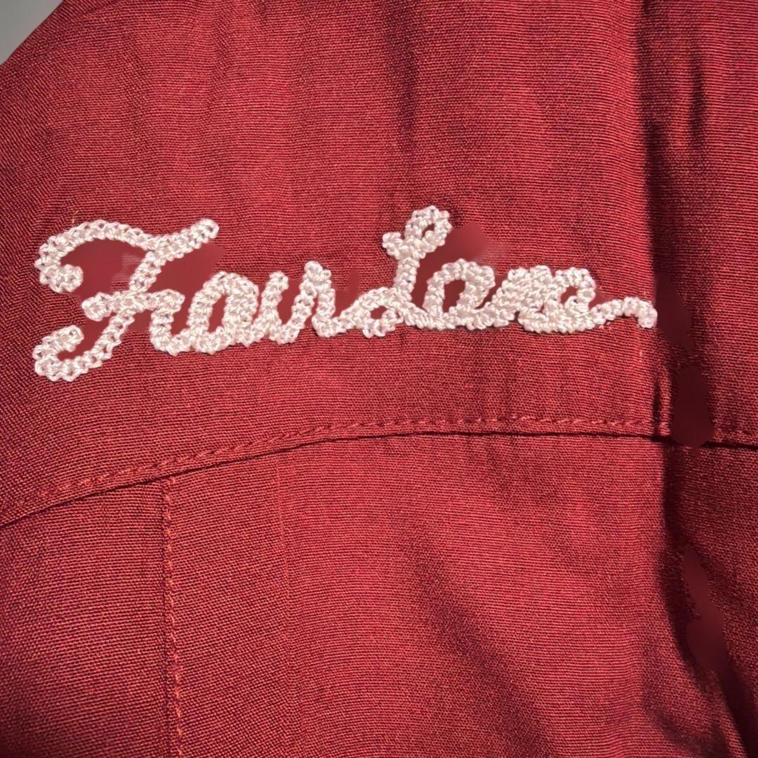 ボーリングシャツ 刺繍ロゴ シャツ 赤
