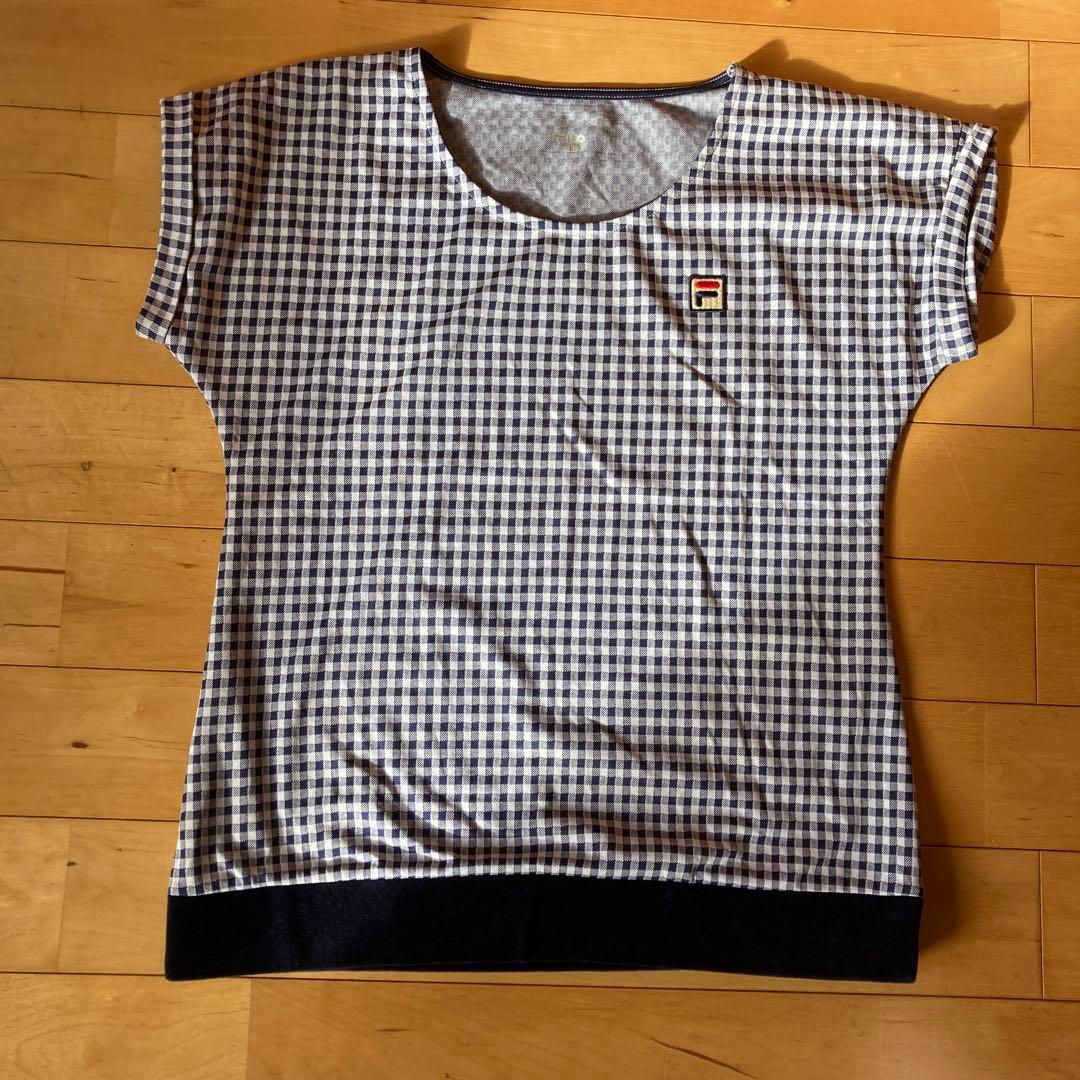 FILA テニスウェア　上下セット　チェック柄 Tシャツ Lサイズ ネイビー