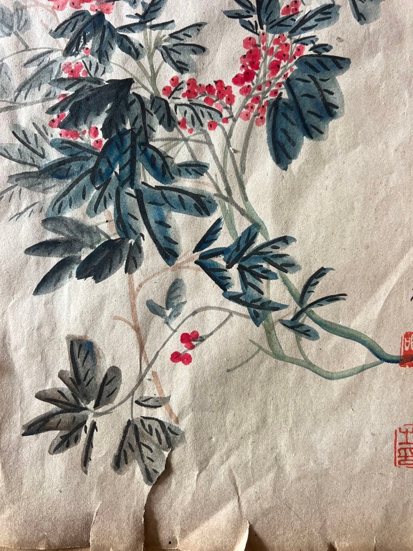 模写 中国清時代の著名な画家・書道家、呉昌碩肉筆 花卉作品