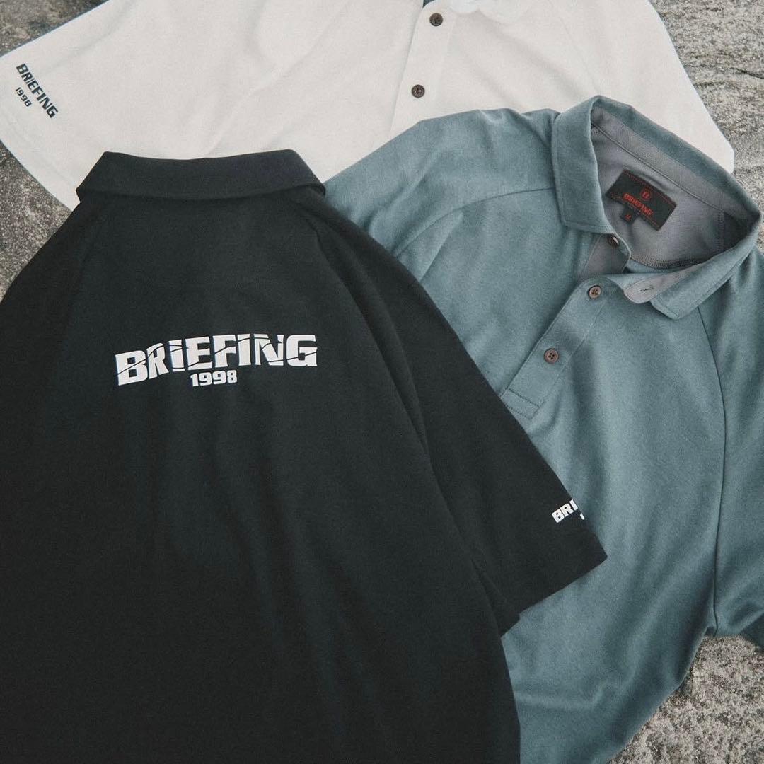 新品★BRIEFING ゴルフポロシャツ バック＆袖ロゴ 黒×白 限定品メンズS