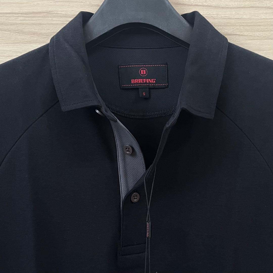 新品★BRIEFING ゴルフポロシャツ バック＆袖ロゴ 黒×白 限定品メンズS