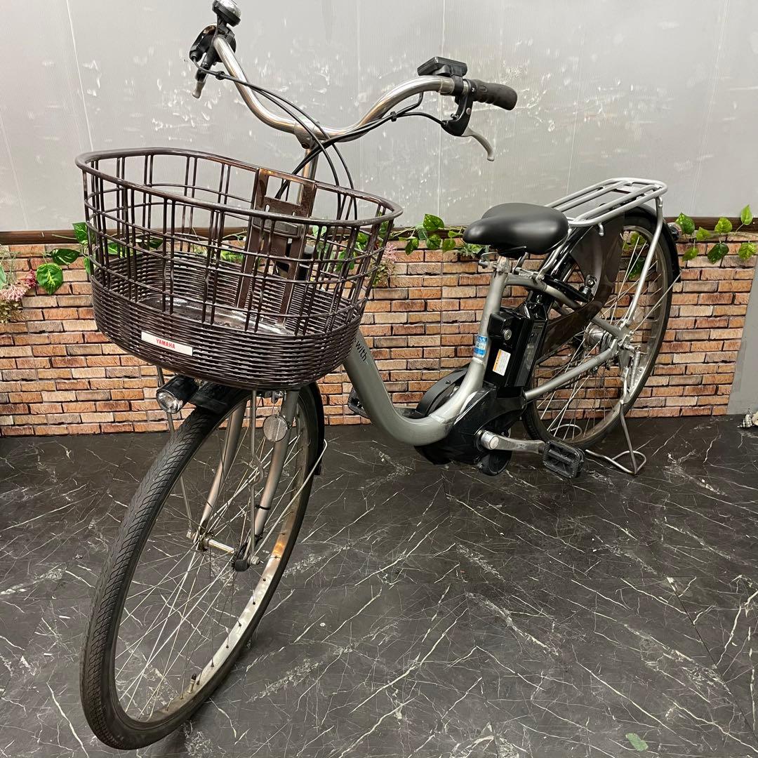 【44】電動自転車 YAMAHA PAS With シルバー 26インチ