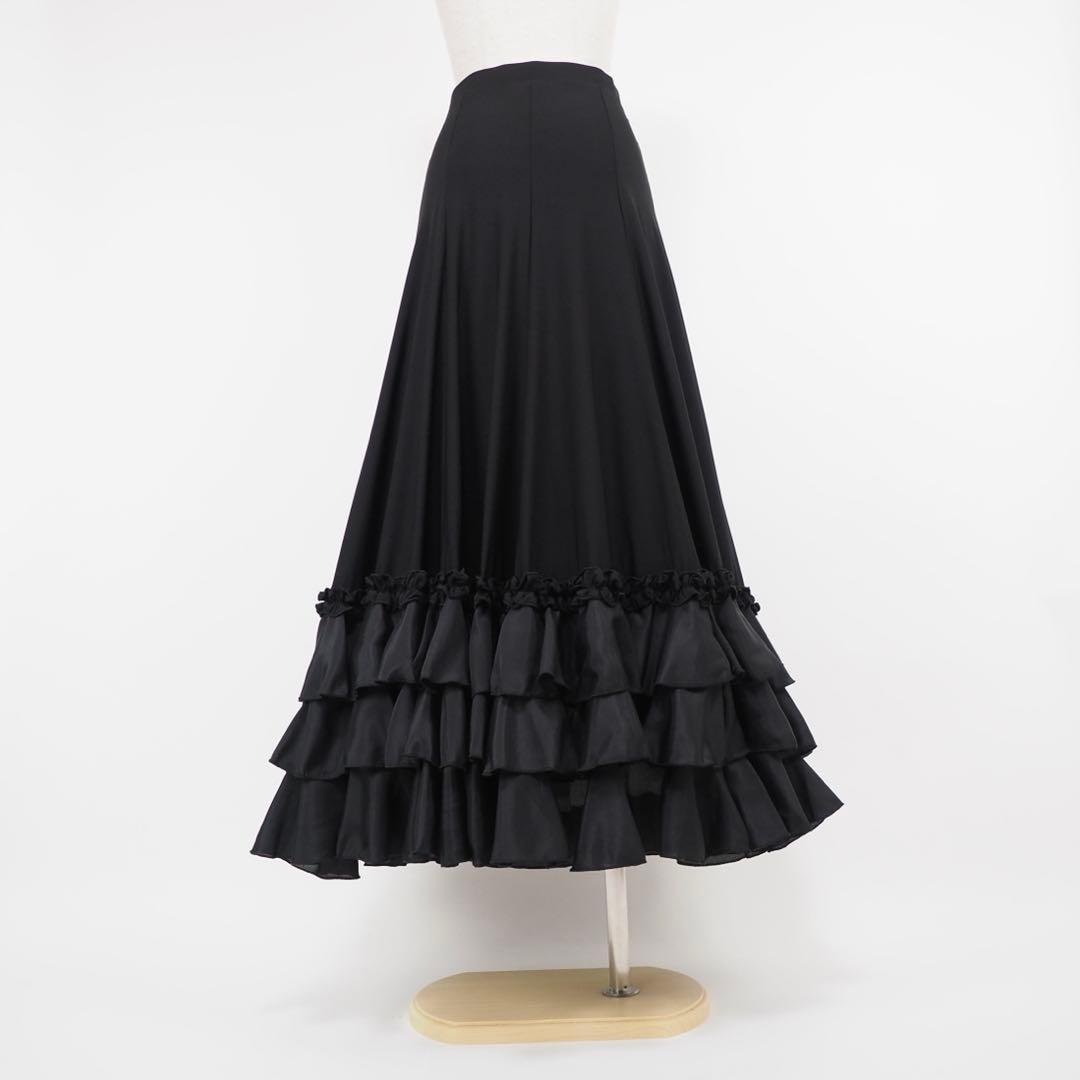 フラメンコ　ファルダ　新品　黒　フラメンコ衣装　レッスンファルダ　社交ダンス