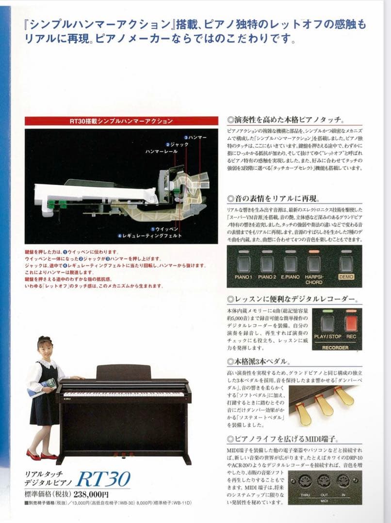 【ジャンク品】KAWAI 電子ピアノRT30