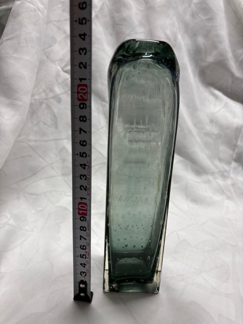 ヴィンテージ気泡入りガラス花瓶手吹ガラス ヘンリーディーン？