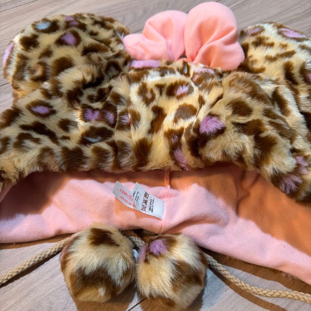 極美品‼︎廃盤レアヒョウ柄耳付きミニー帽子