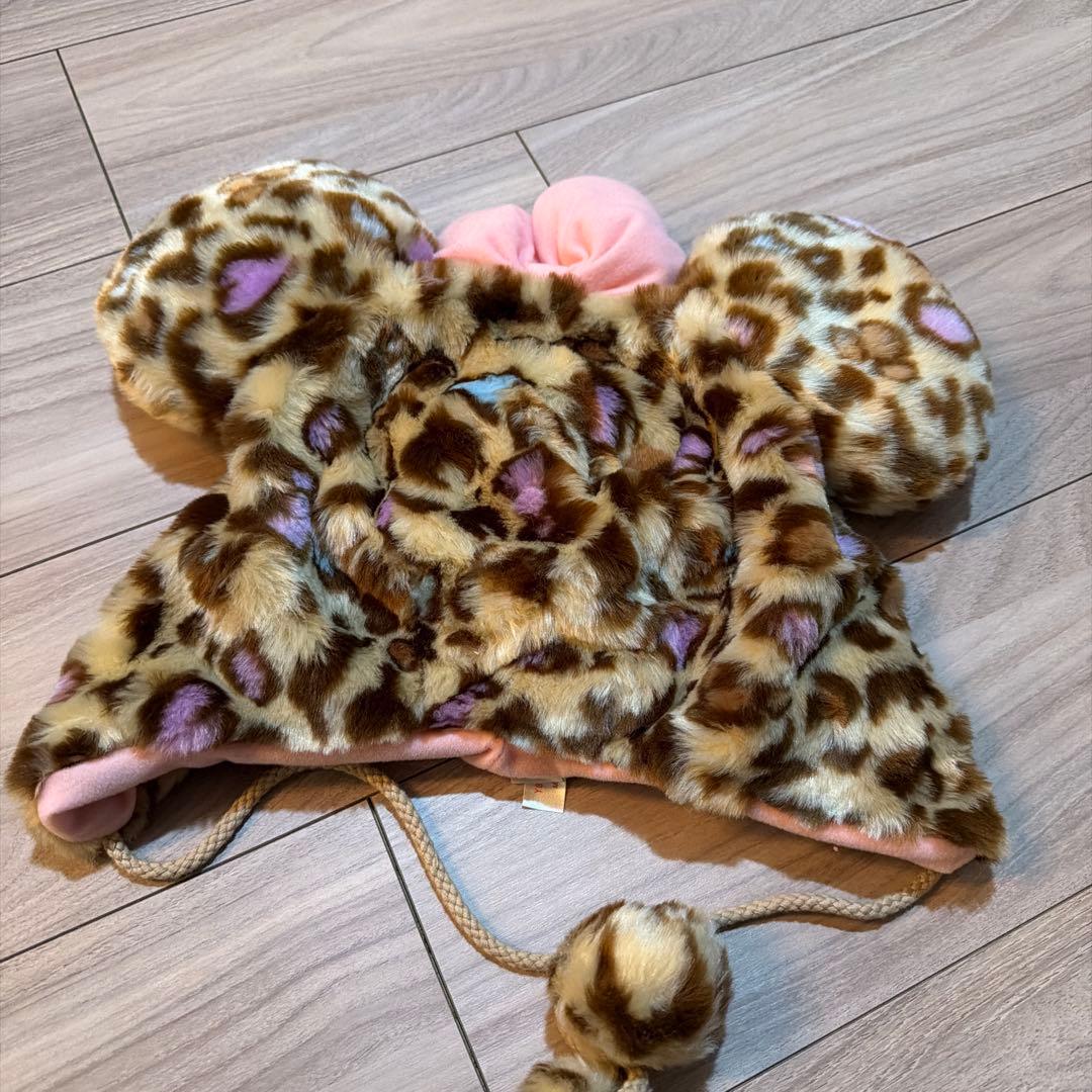 極美品‼︎廃盤レアヒョウ柄耳付きミニー帽子