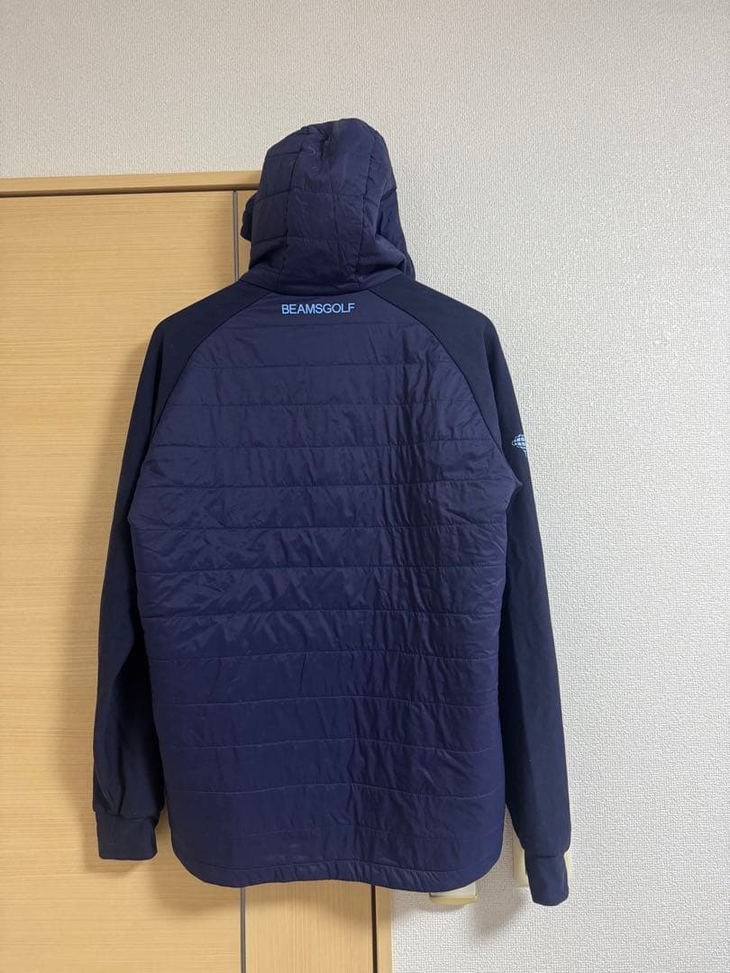 BEAMS GOLF フード付きライトダウンジャケット ネイビー