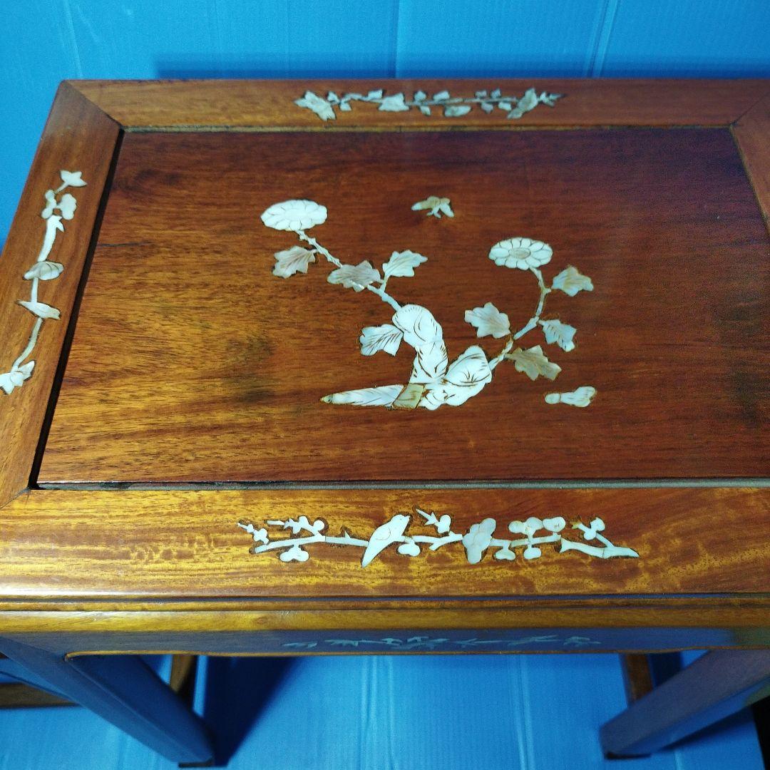 花台(2点セット)花梨 唐木 螺細