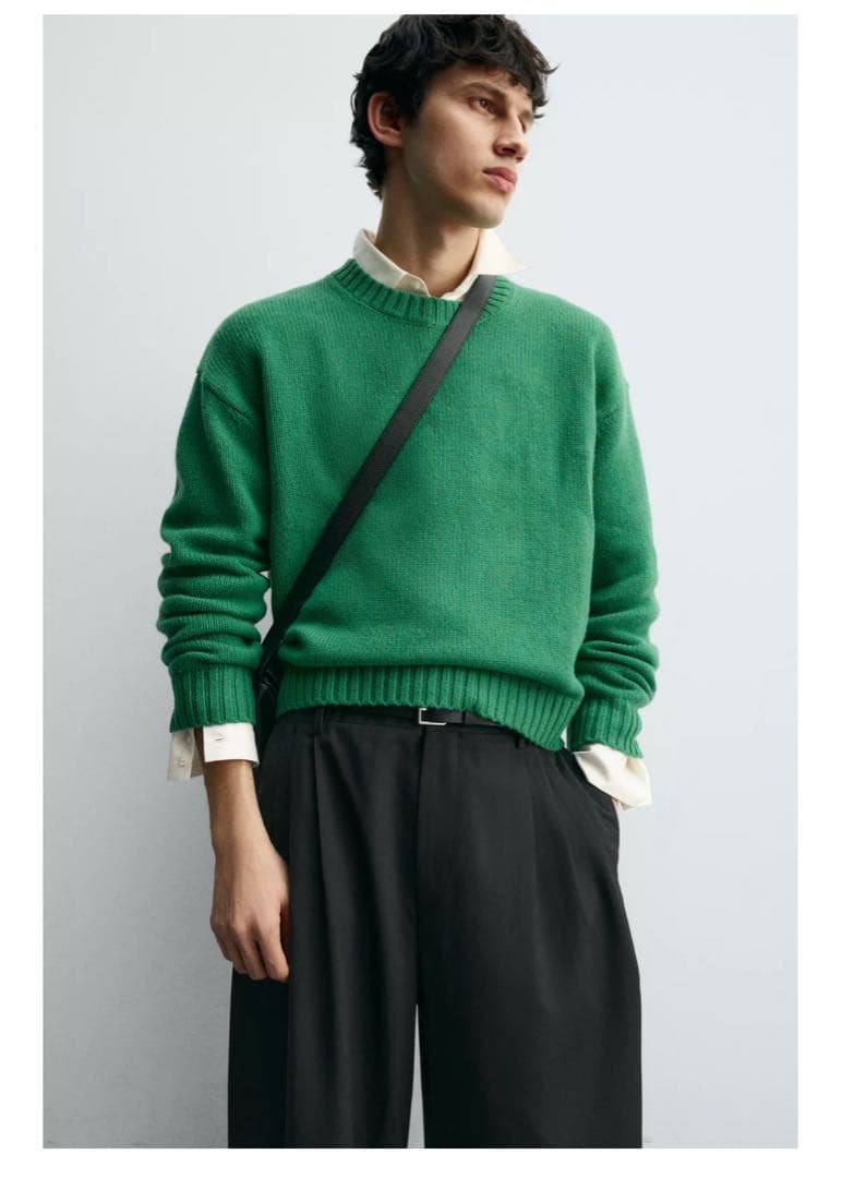 【今期‼️新品未使用品‼️】ZARA　ウール100%セーター　\" XL/グリーン\"