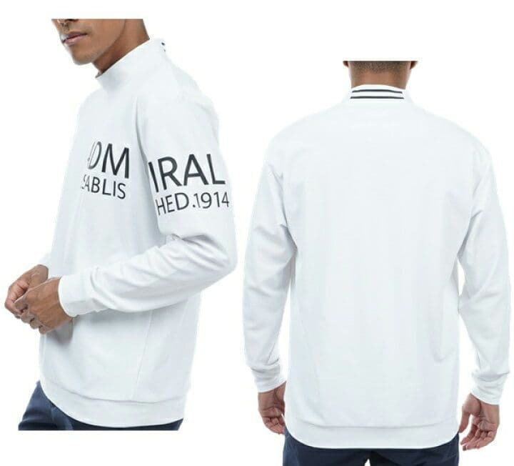 【新品】アドミラルゴルフ メンズ 長袖モックネックシャツ М白