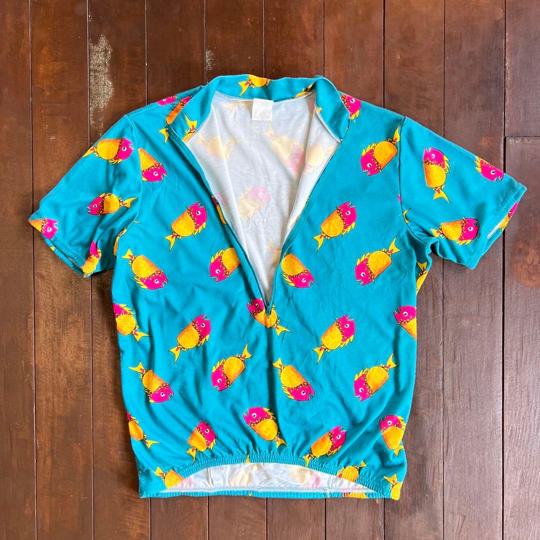 レア！【URBANEK アーバネック】サイクルジャージ 魚総柄 ターコイズブルー