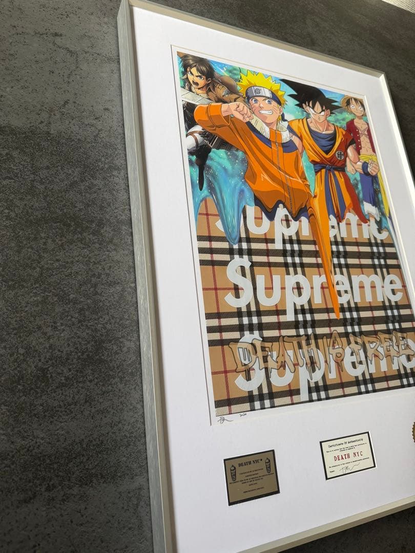 DEATH NYC 額付き 世界限定100枚 ポスターナルトx孫悟空xルフィ
