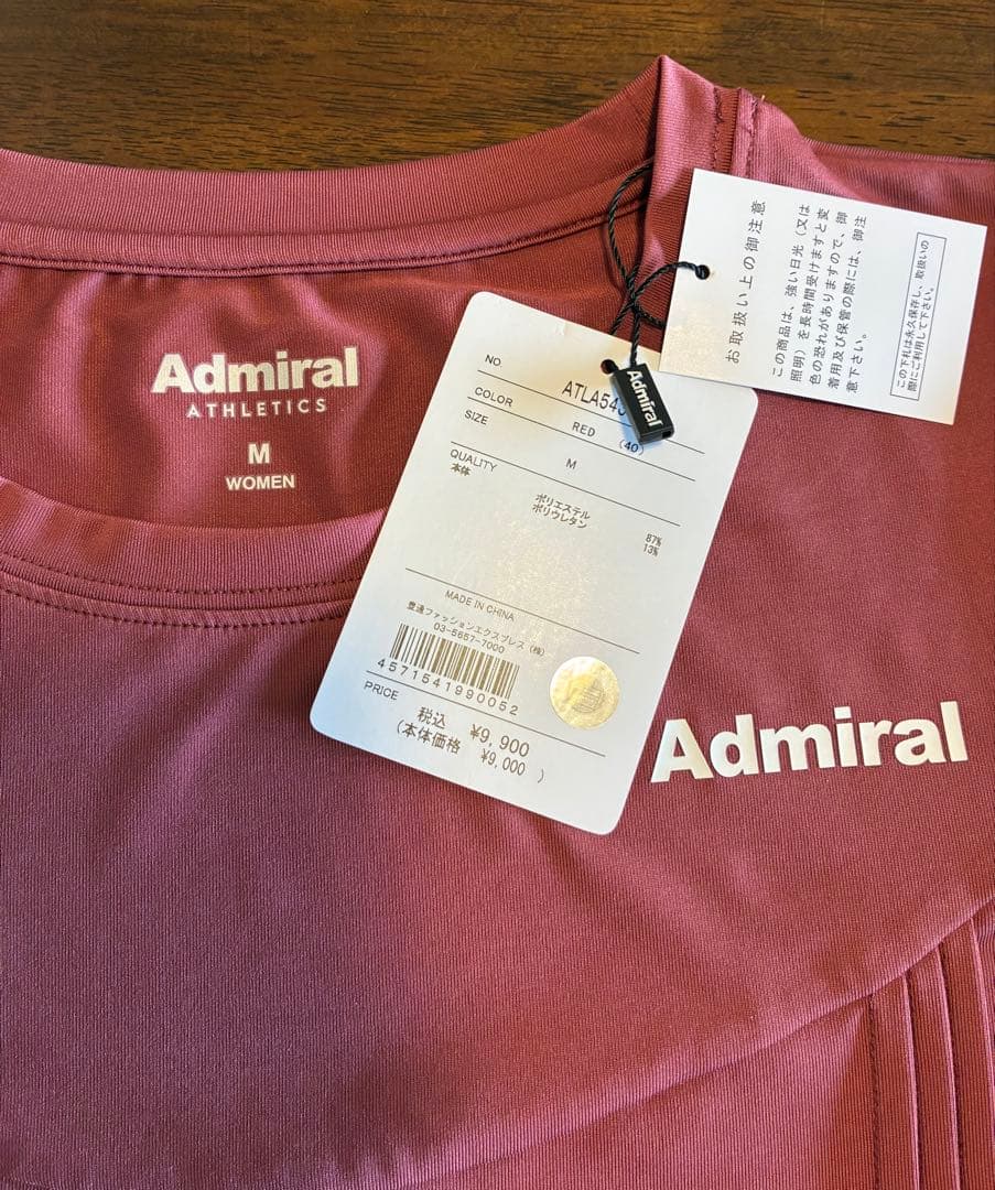 新品！タグ付き！アドミラル　フロントピンタックTシャツM赤系