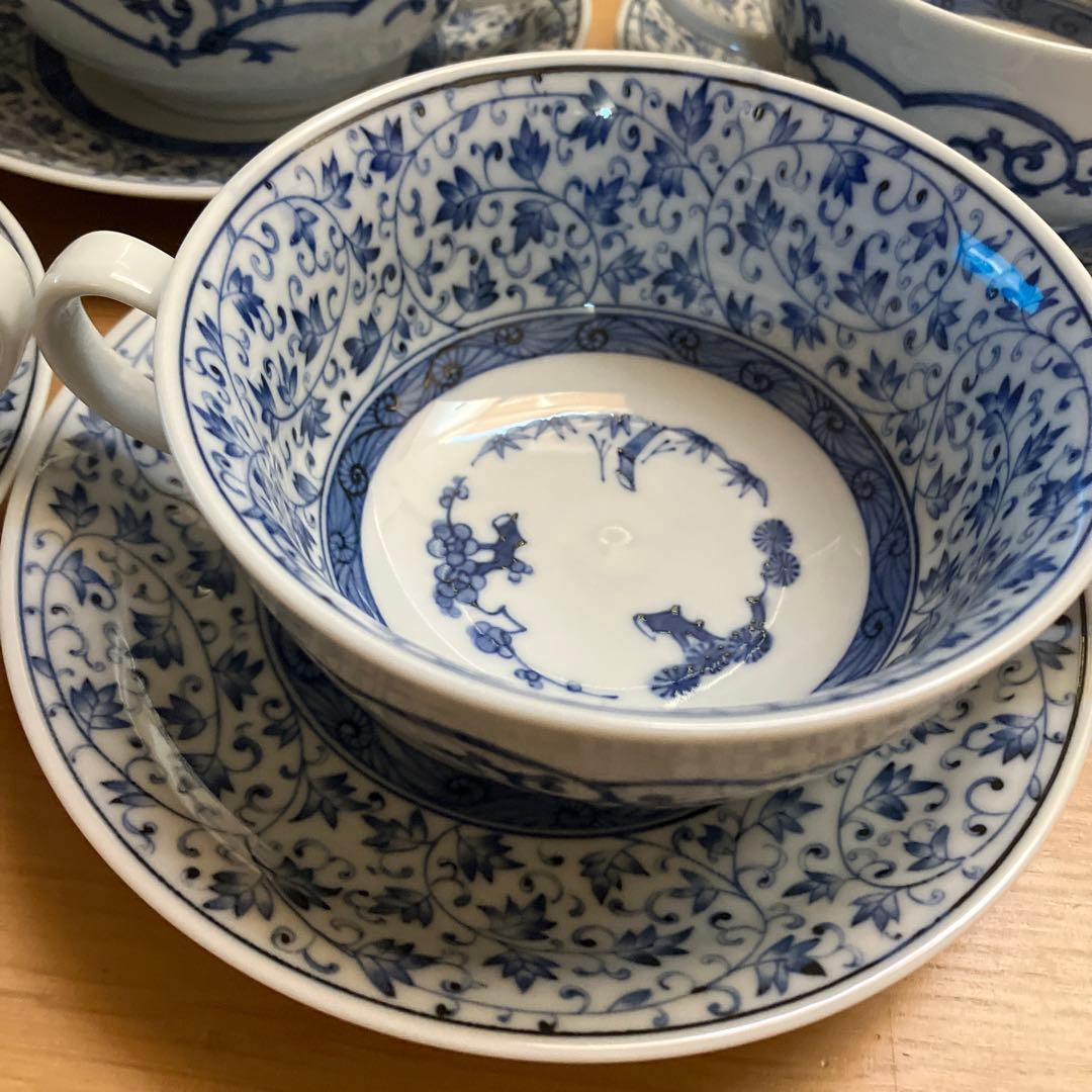 古伊万里　唐草　龍峰窯　スープ皿　スープセット　スープカップ　伊万里