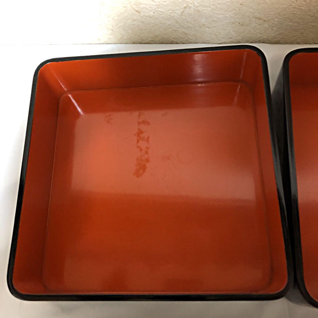 年代物 木製 漆器 漆塗り 重箱 お重 四段重 持ち手 木箱入り