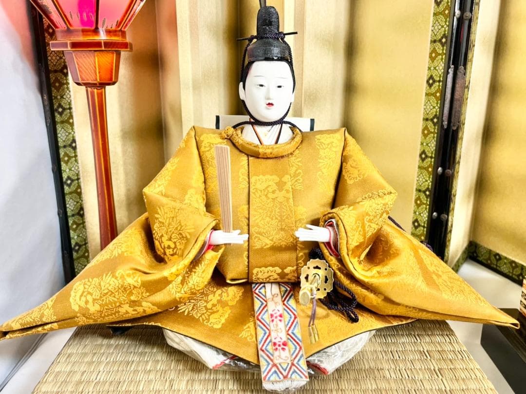 正絹 黄櫨染 特選雛人形 玉泉作 雛人形 親王飾り