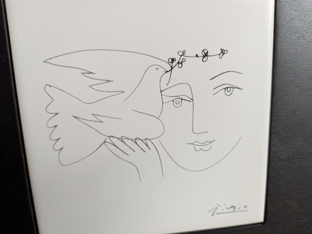 線画アート 女性と鳥