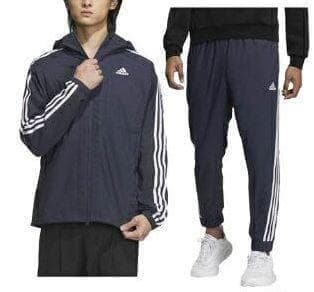 Ｂ新品 XL アディダス adidas デニム風ウーブンセットアップ 上下 紺