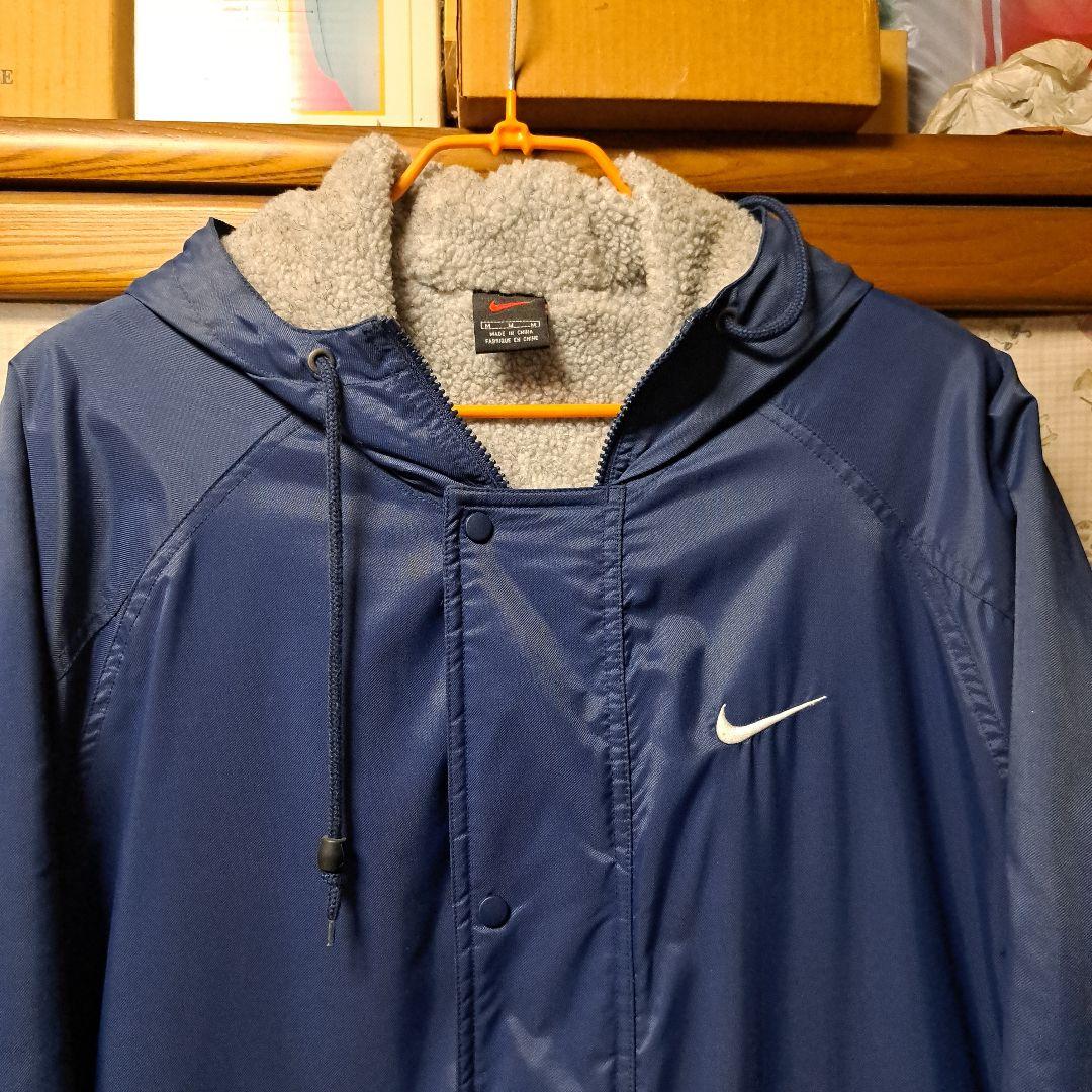 Nike ネイビー ベンチコート フリース裏地 取り外し可能フード