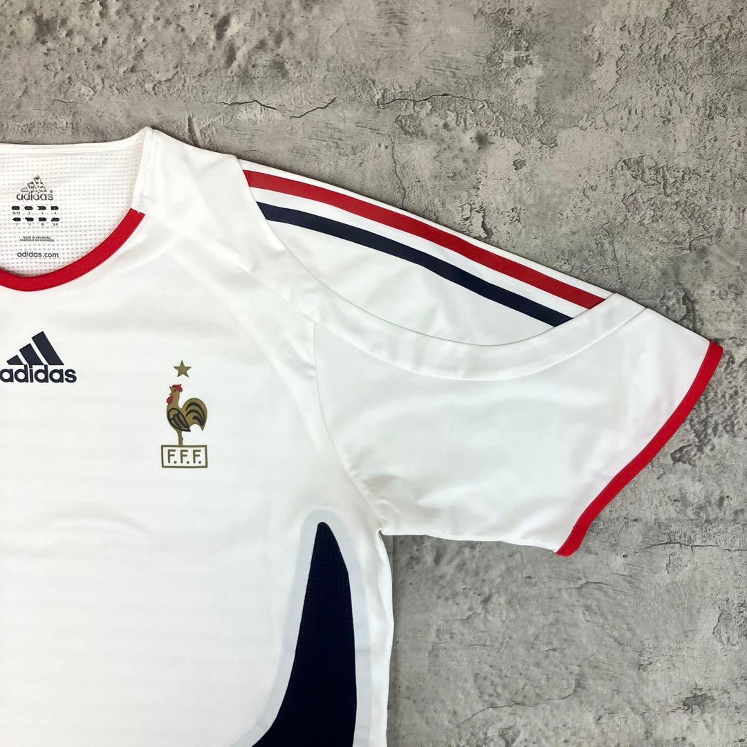 adidas サッカーフランス代表 トレーニングシャツ 古着 トリコロール ロゴ