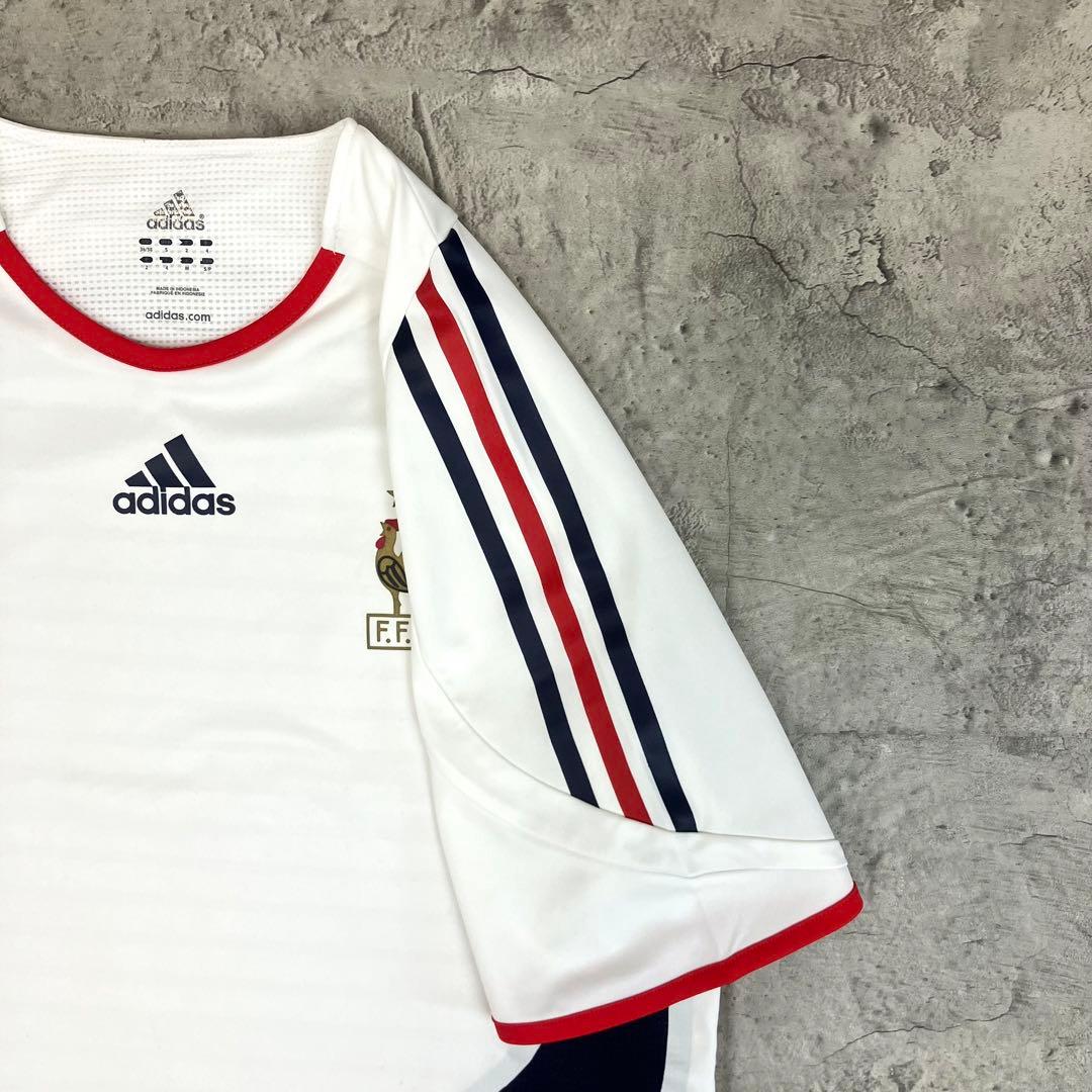 adidas サッカーフランス代表 トレーニングシャツ 古着 トリコロール ロゴ