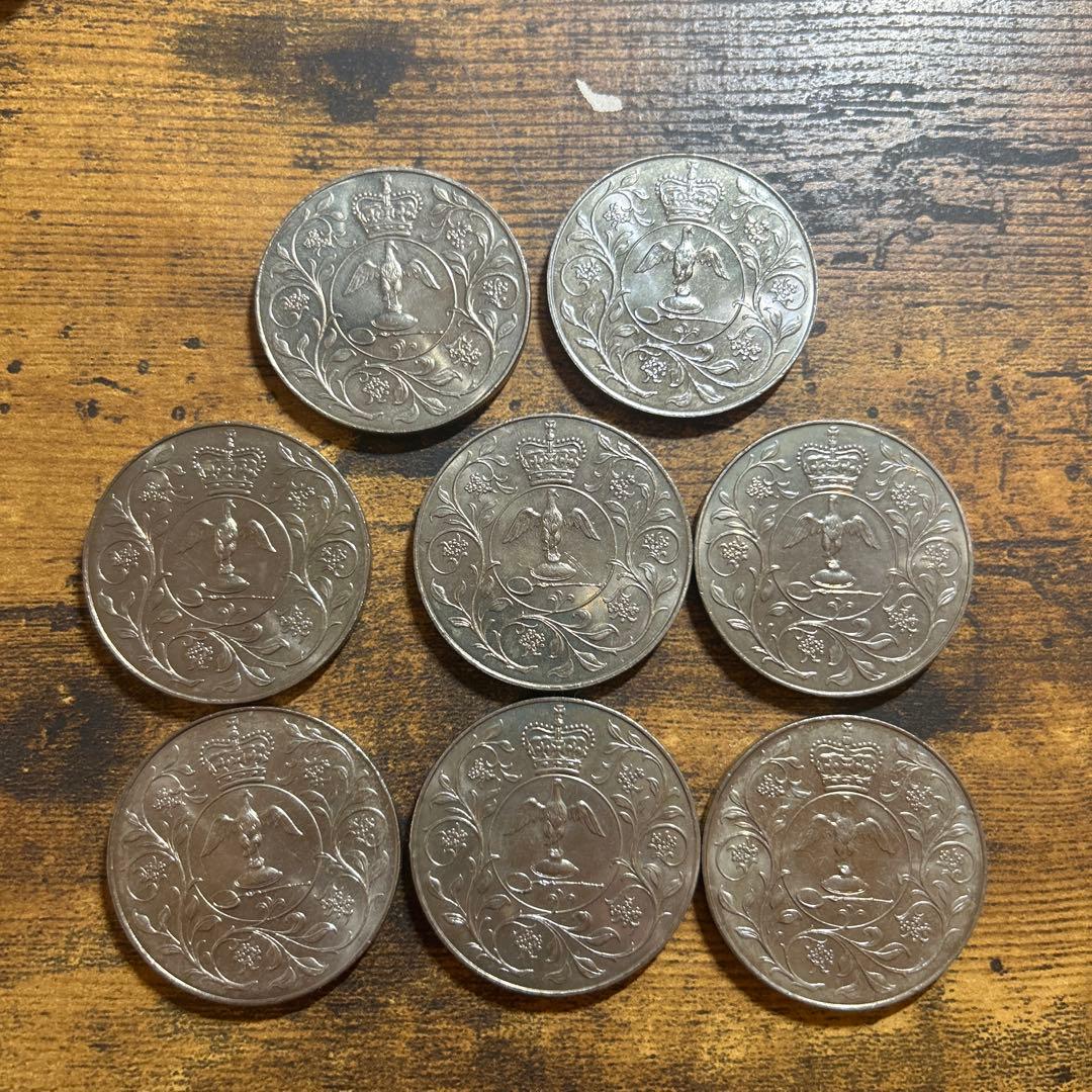 エリザベス2世 騎馬像銀貨 1977年 8枚セット