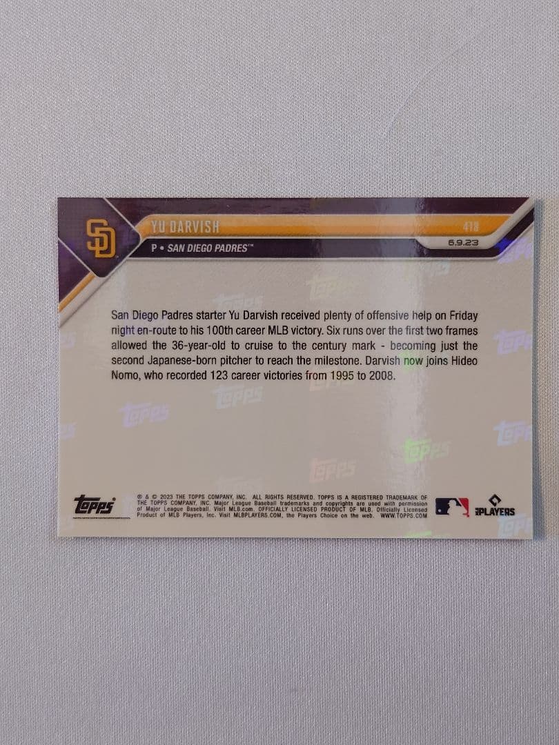 topps now ダルビッシュ有 418 トップスナウ パドレス 16