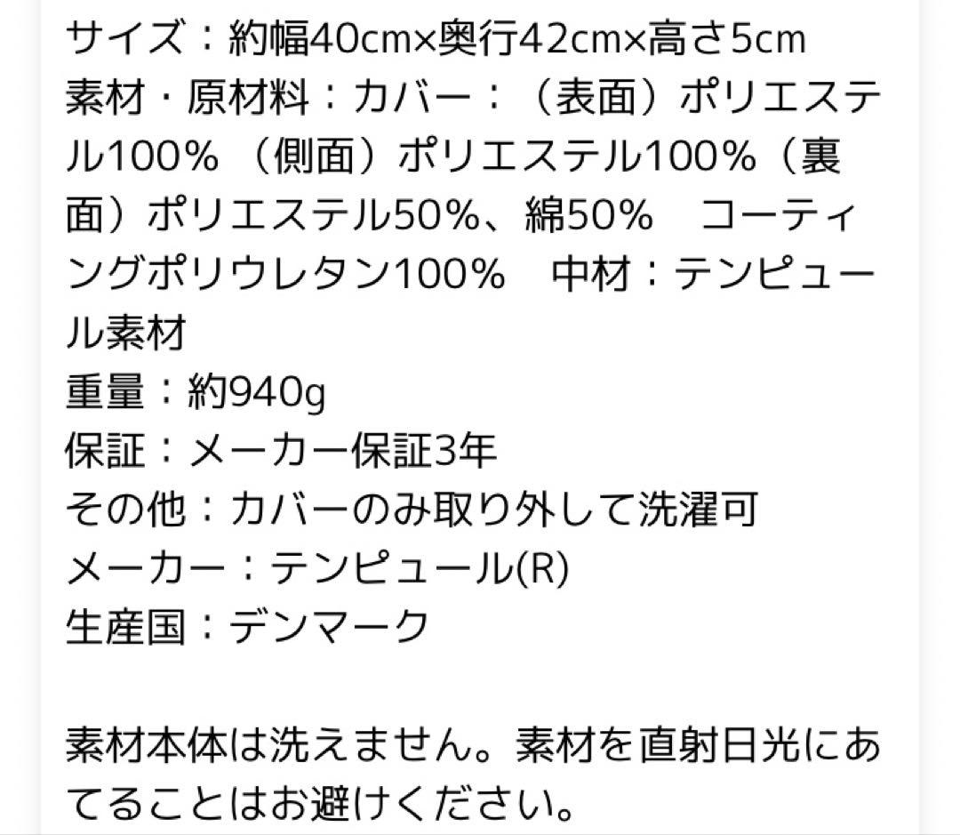 TEMPUR テンピュール　シートクッション 低反発　座布団　M　デンマーク製