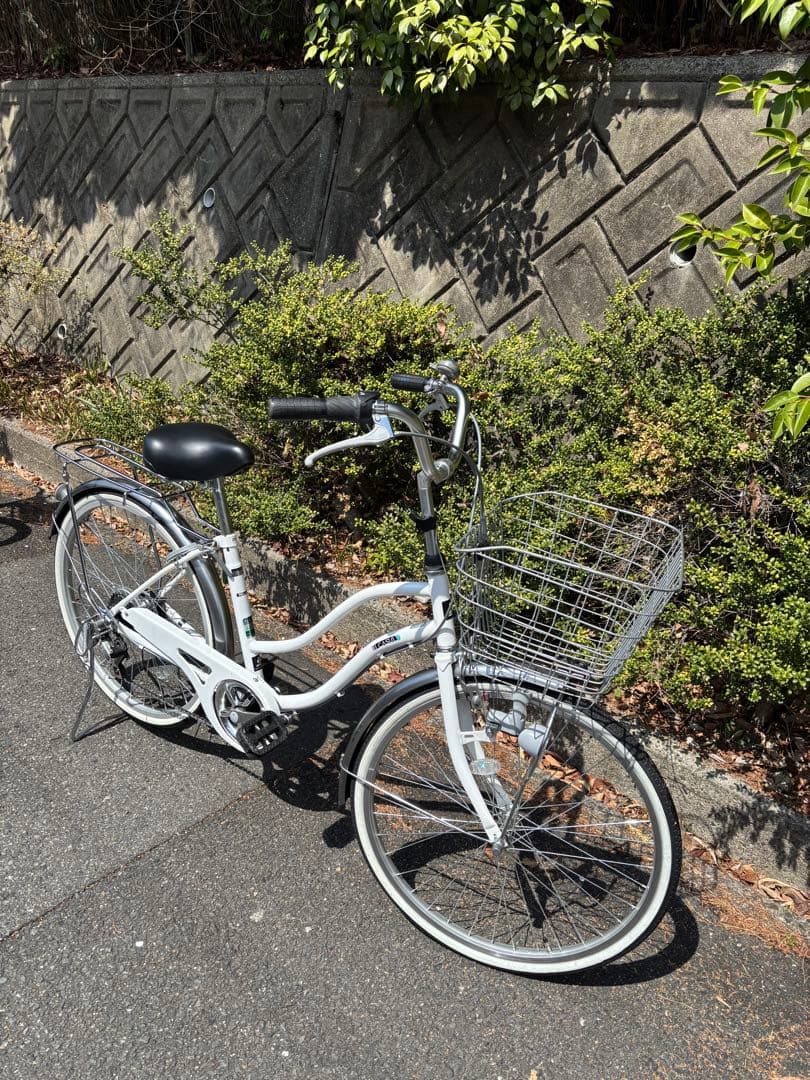 【お引取のみ】 Asahiアサヒ自転車 ホワイト シティサイクル 前カゴ付き