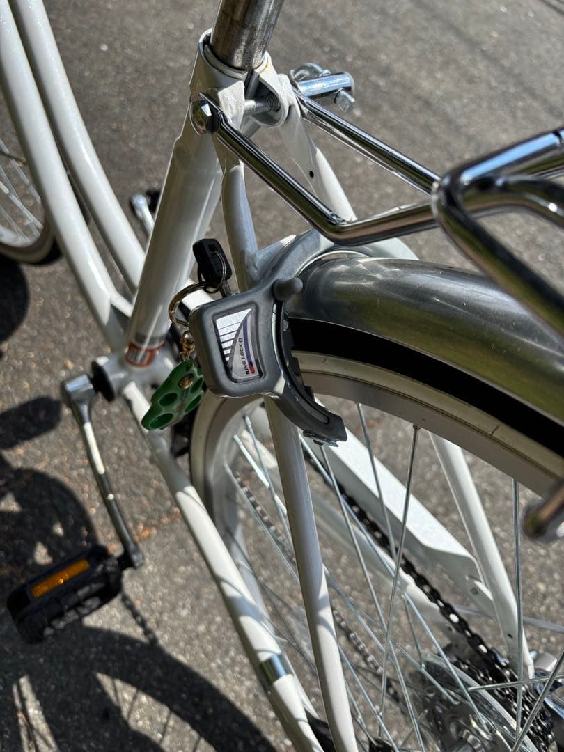 【お引取のみ】 Asahiアサヒ自転車 ホワイト シティサイクル 前カゴ付き