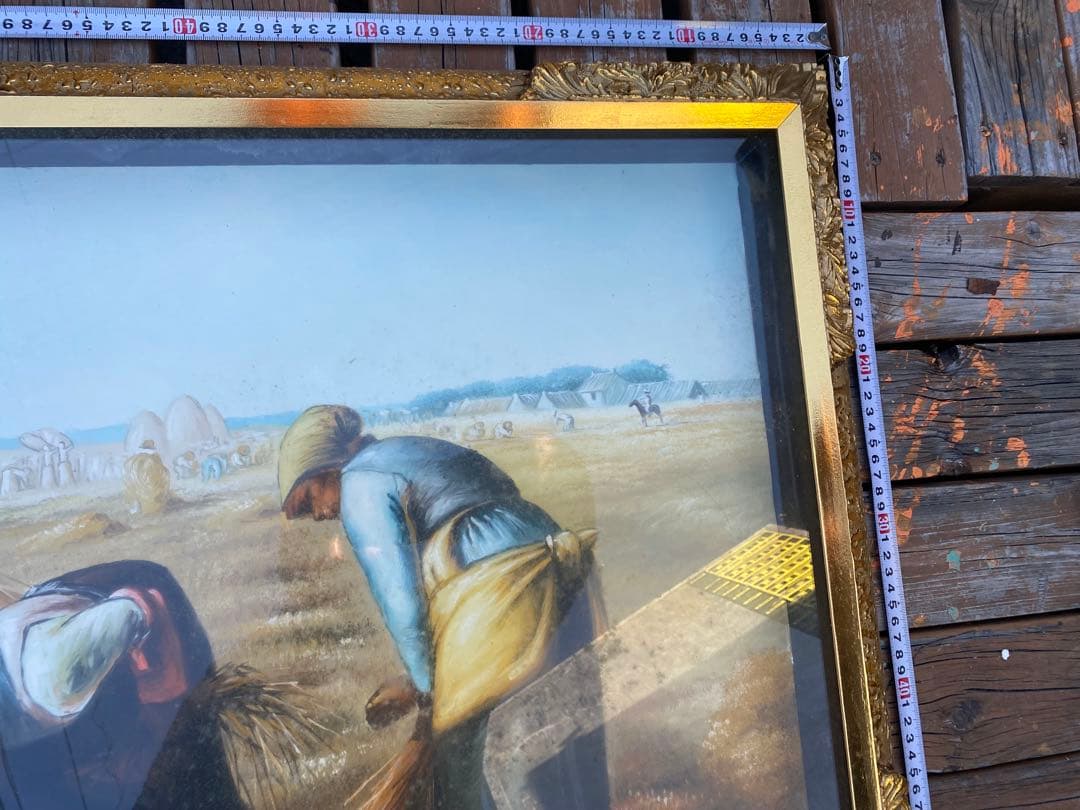 油絵名画ジャン＝フランソワ・ミレー 「落穂拾い」複製画 高級感あるフレーム入り♪