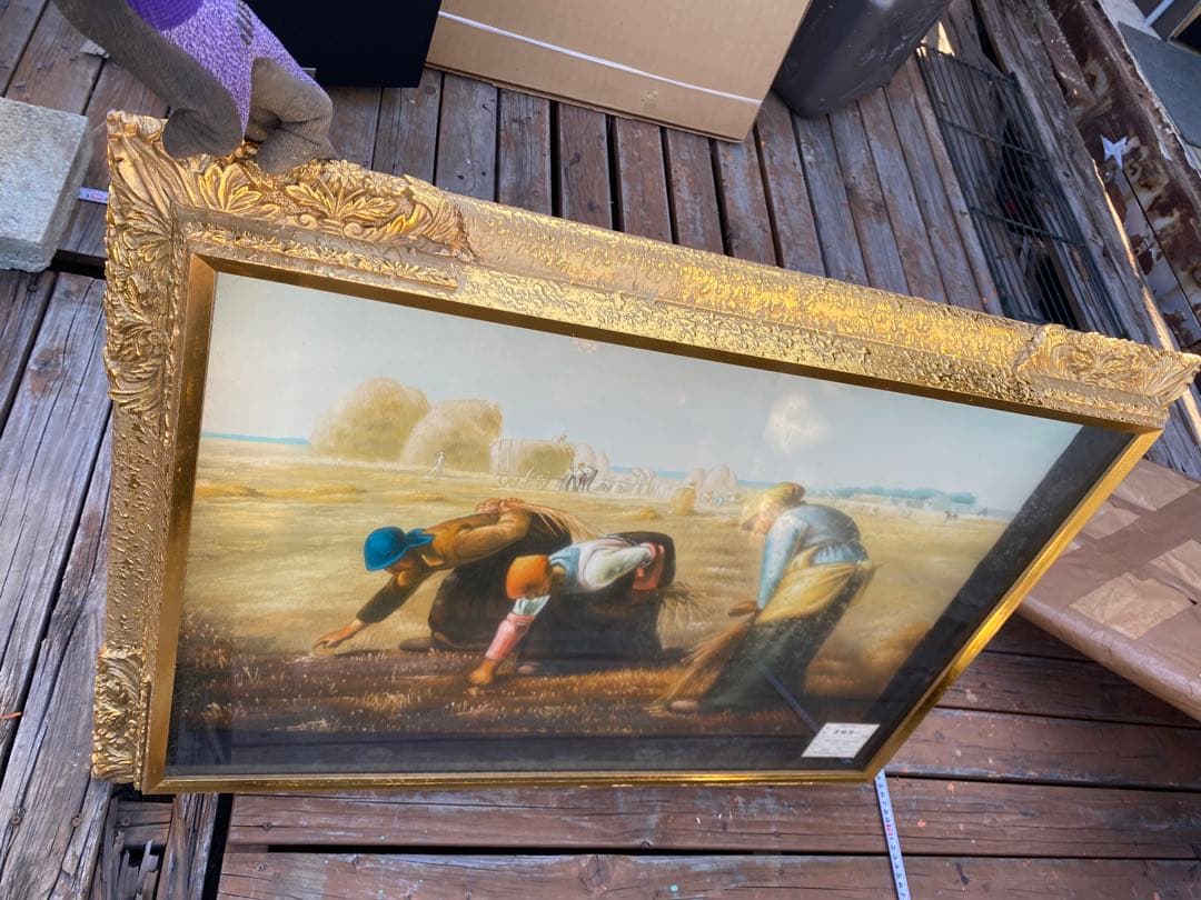 油絵名画ジャン＝フランソワ・ミレー 「落穂拾い」複製画 高級感あるフレーム入り♪