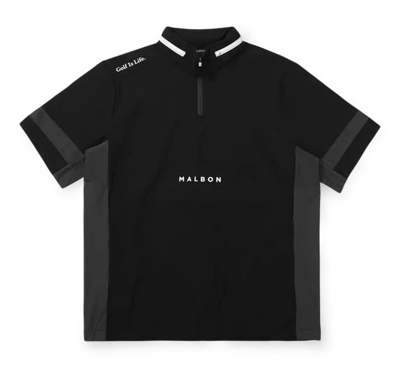 Malbon 韓国ゴルフウェア メンズ ハーフジップTシャツ＋ショートパンツ