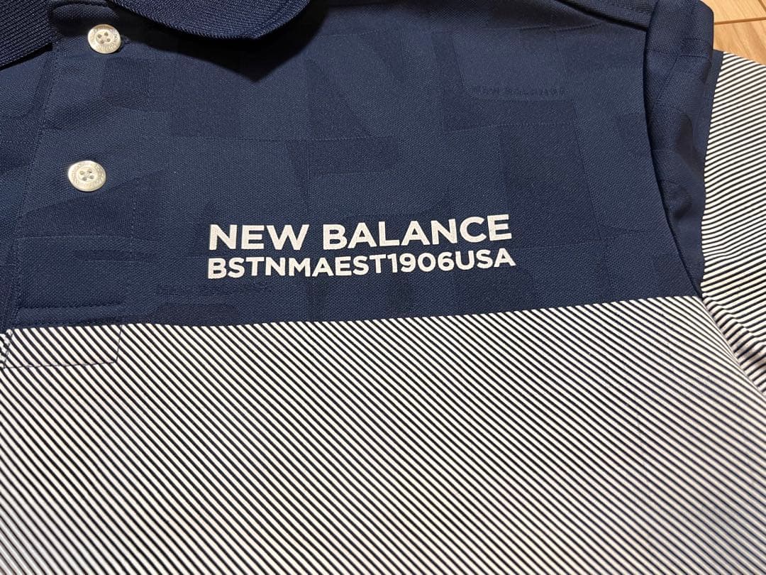 NEW BALANCE ポロシャツ ネイビー/グレー